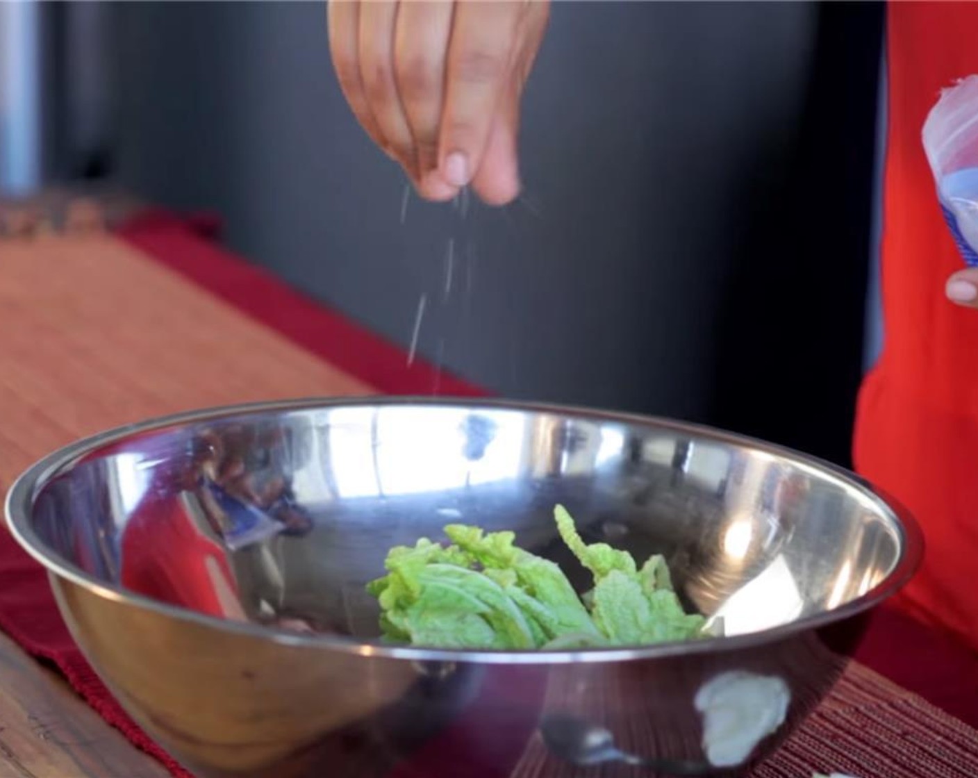 step 3 Add in the Sea Salt (1 Tbsp) and massage the veggies with clean hands by giving them gentle squeezes for about one minute. Set aside for 30 minutes.