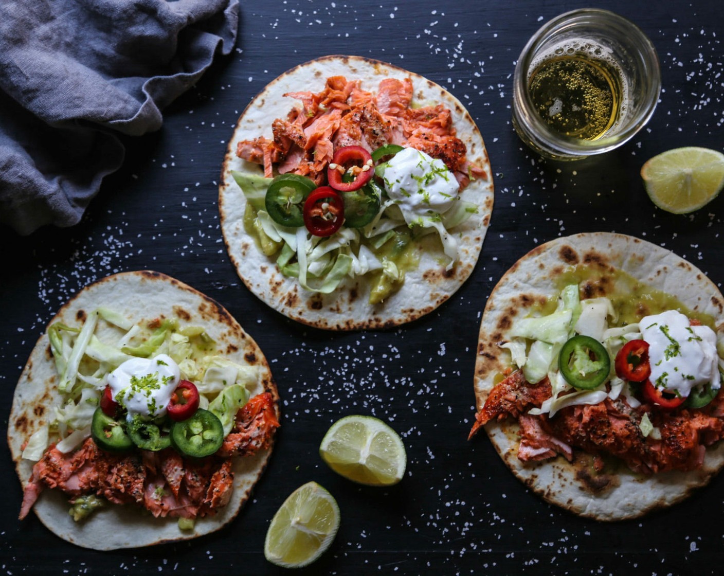 Cuban Spiced Sockeye Tacos with Lime Crema