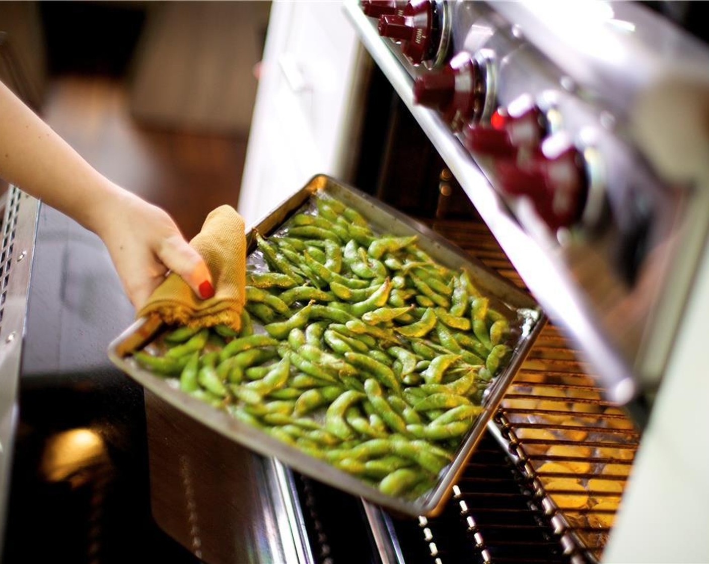 step 10 While the pork is roasting, rinse and dry bowl used for potatoes. Add the Edamame (4 1/2 cups) to the bowl and drizzle with Olive Oil (2 Tbsp), Salt (1/2 tsp), Ground Black Pepper (1/2 tsp), and the lemon zest. Toss.