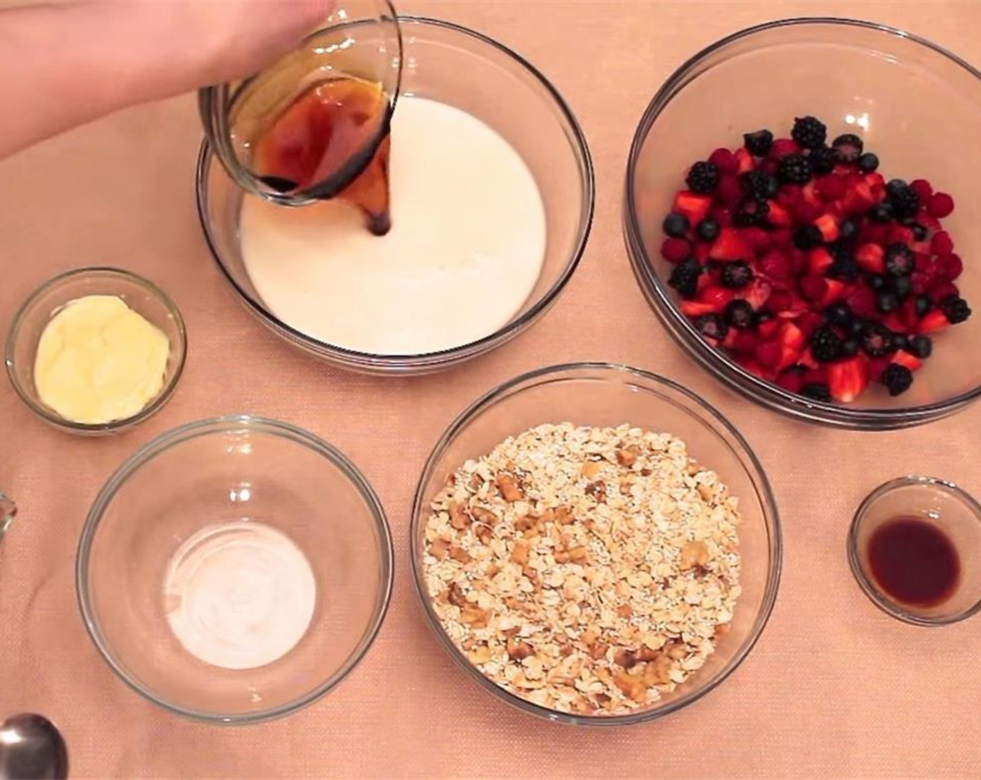 step 4 In a separate bowl, mix together the Vanilla Almond Milk (2 cups), Maple Syrup (1/3 cup), Egg (1), Vanilla Extract (1/2 Tbsp) and Buttery Spread (3 Tbsp).