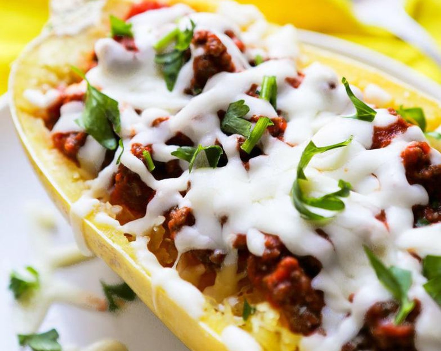 Spaghetti Squash Beef and Cheese Boats