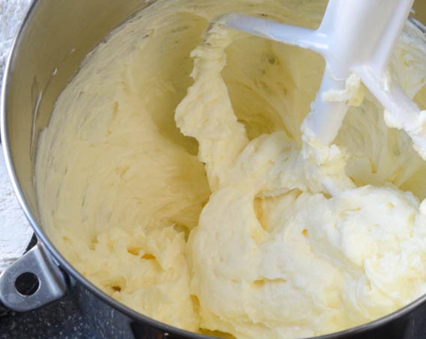 step 2 Add the Salt (1/2 tsp) and Granulated Sugar (4 Tbsp) and beat until light and fluffy at medium low to medium.