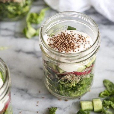 Middle Eastern Seven Layer Salad in a Jar Recipe | SideChef