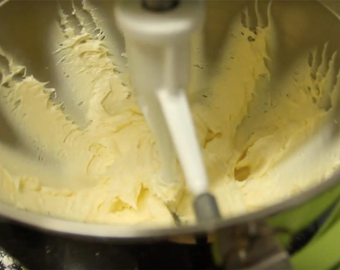 step 1 Beat Cream Cheese (1 cup), Unsalted Butter (4 Tbsp), and Vegetable Shortening (1/3 cup) together in a stand mixer until light and fluffy.