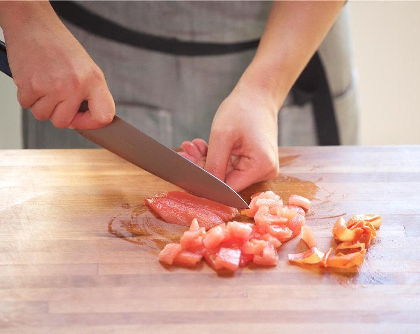 step 10 Dice the tomatoes into one inch diced pieces, and set aside.