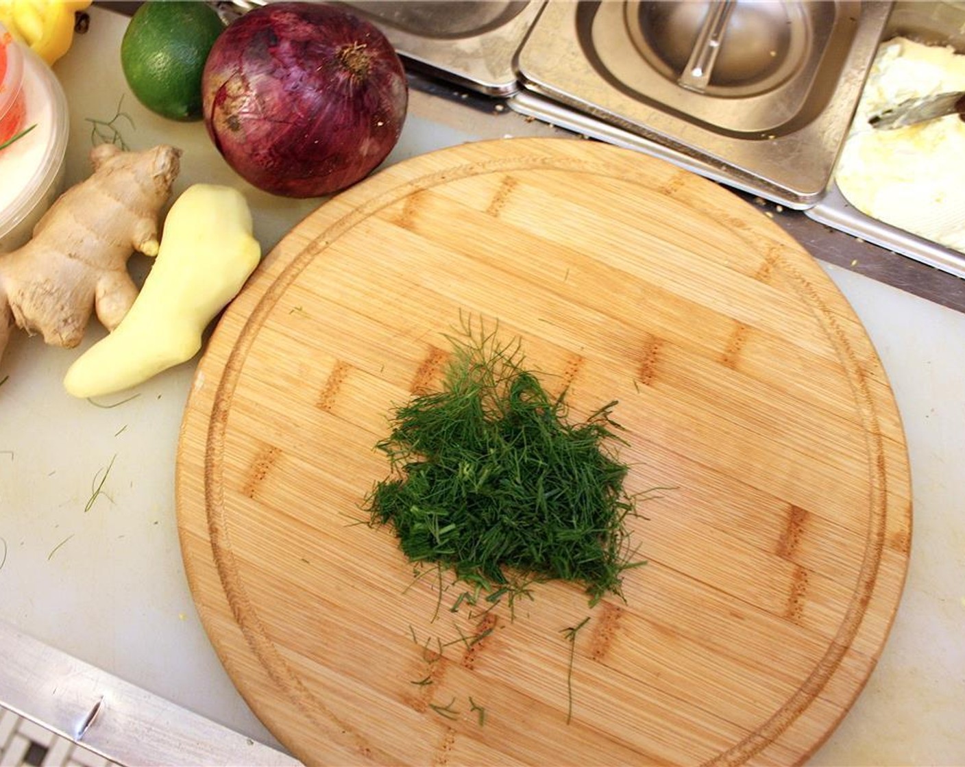 step 4 Dice your Fresh Dill (1/4 cup) and add to the bowl with the diced eggs.