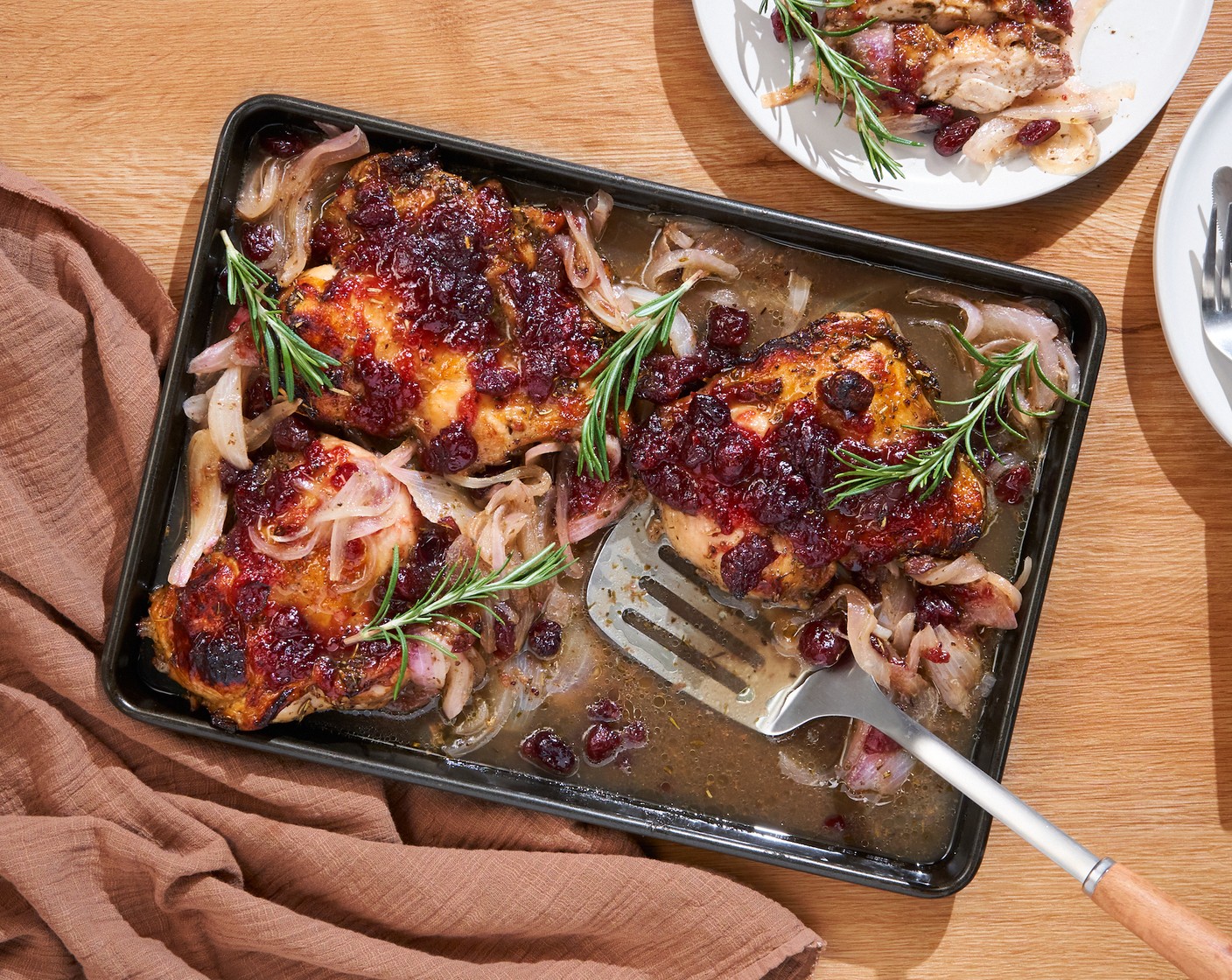 Baked Chicken Thighs in Cranberry Balsamic Marinade