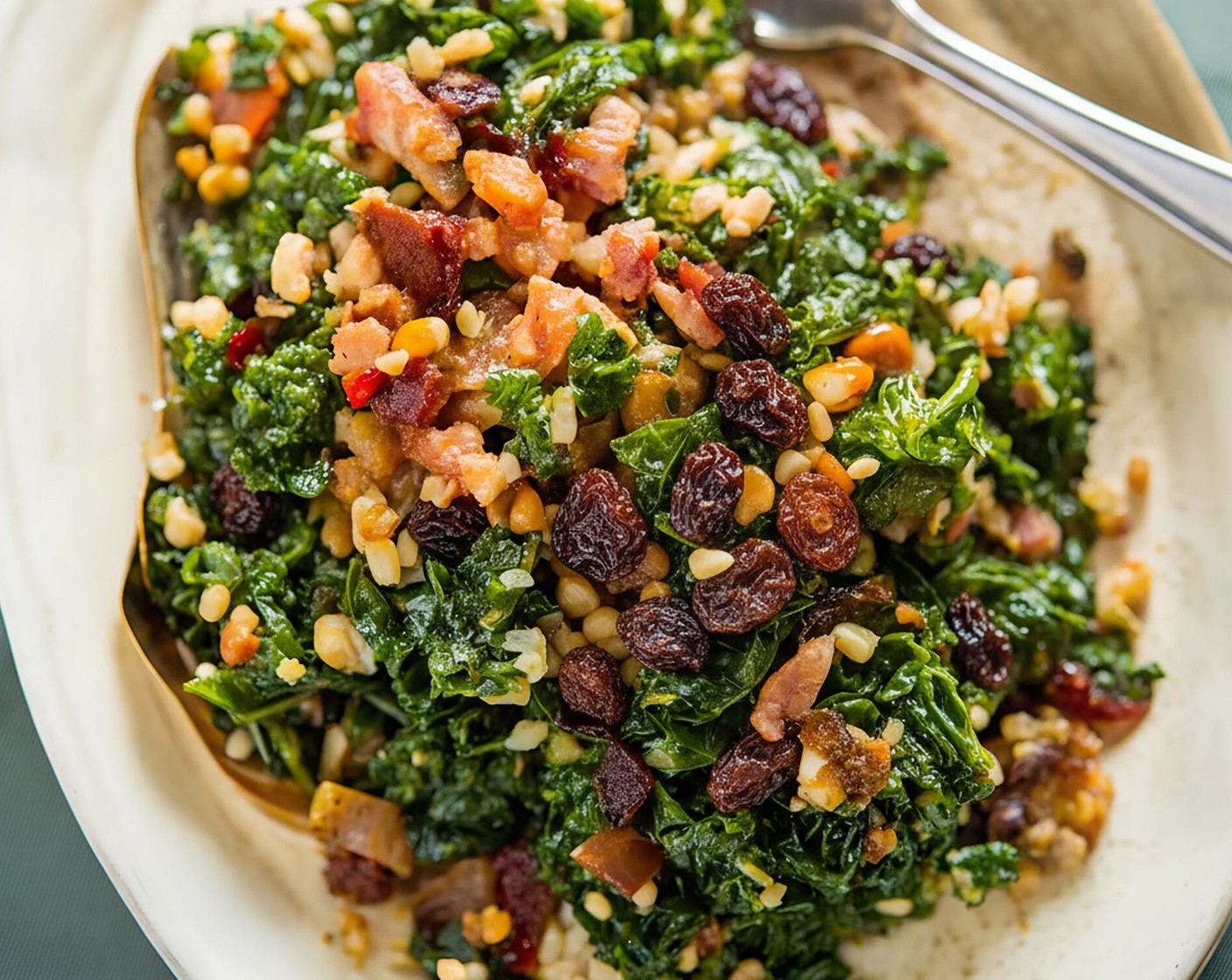 Bacon-Braised Kale with Toasted Hazelnuts