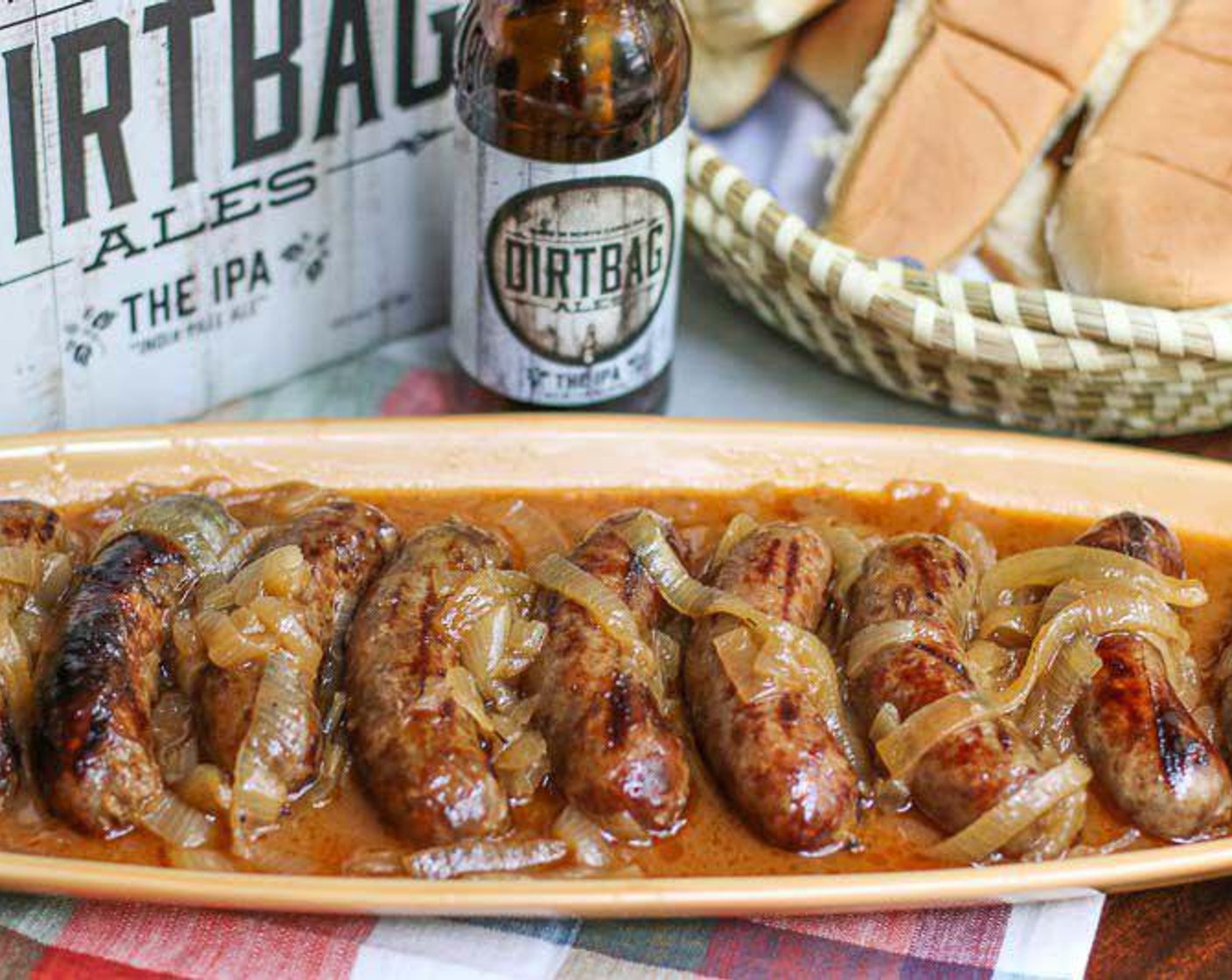 Crockpot Beer, Brats + Onions