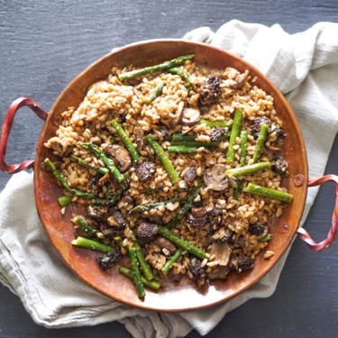 Farro Risotto with Morel Mushrooms & Asparagus Recipe | SideChef
