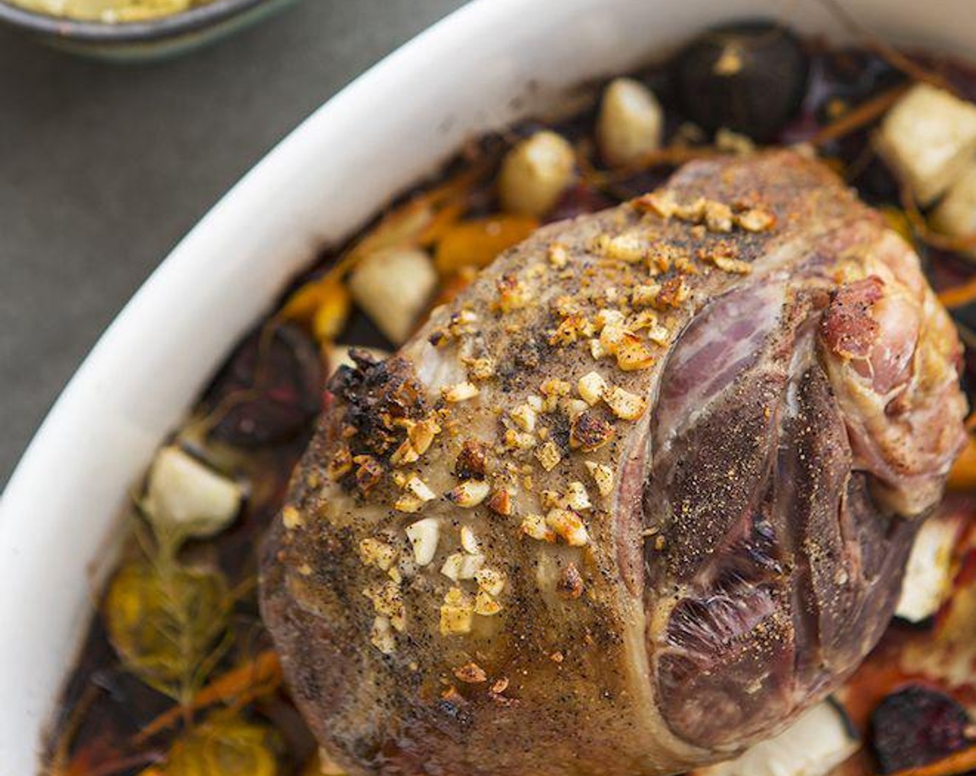 Garlic-Crusted Roast Leg of Lamb