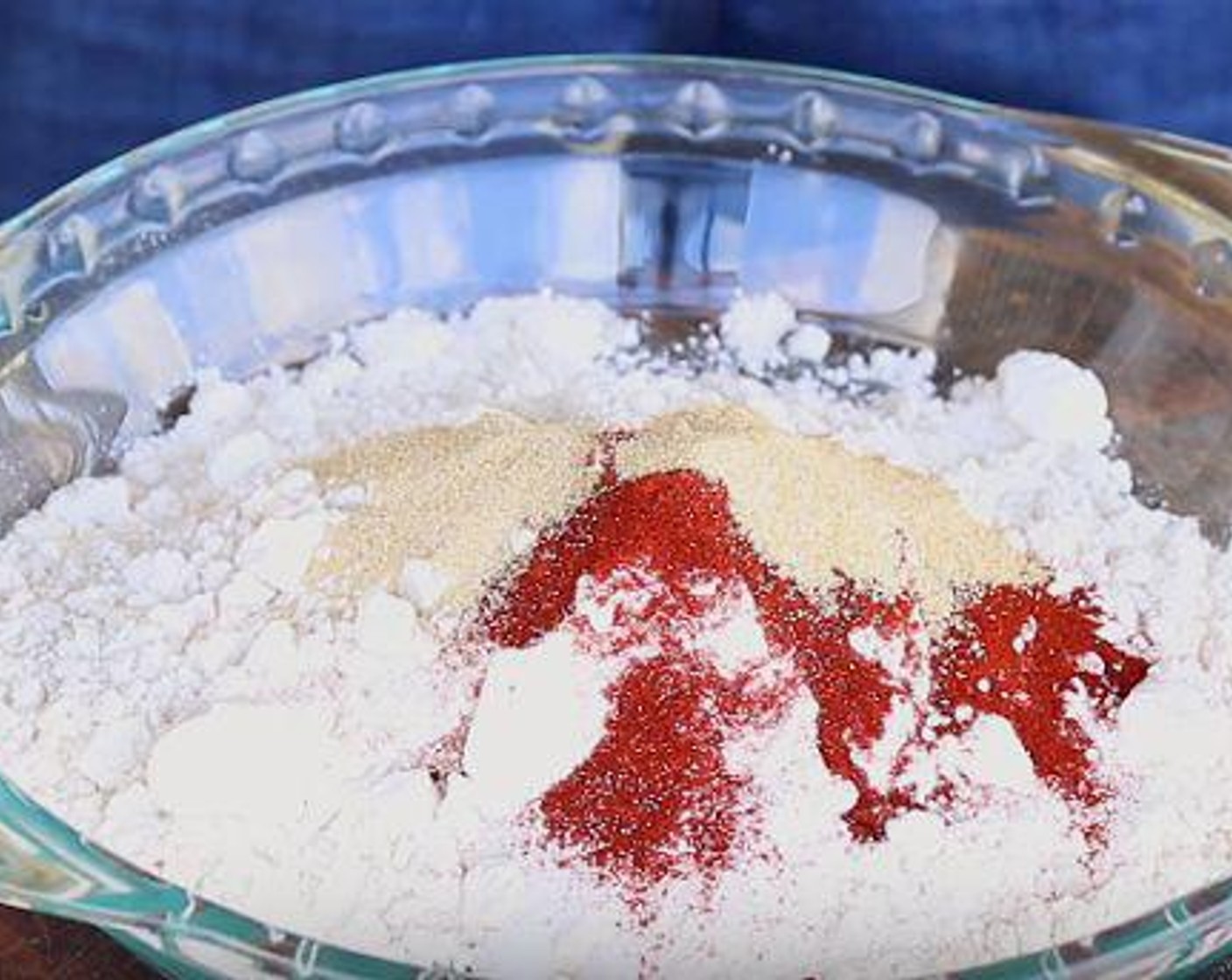 step 2 Make the breading by combining the All-Purpose Flour (1 1/2 cups), Cayenne Pepper (1/8 tsp), Salt (1/2 Tbsp), Ground Black Pepper (to taste), McCormick® Garlic Powder (1 tsp), Paprika (1 tsp) and Onion Powder (1 tsp) in a large bowl. Whisk until well combined.