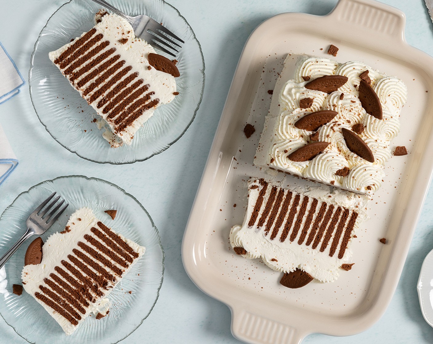 step 3 Refrigerate for at least 4 hours, until cookies soften, and cake sets. Serve and enjoy.