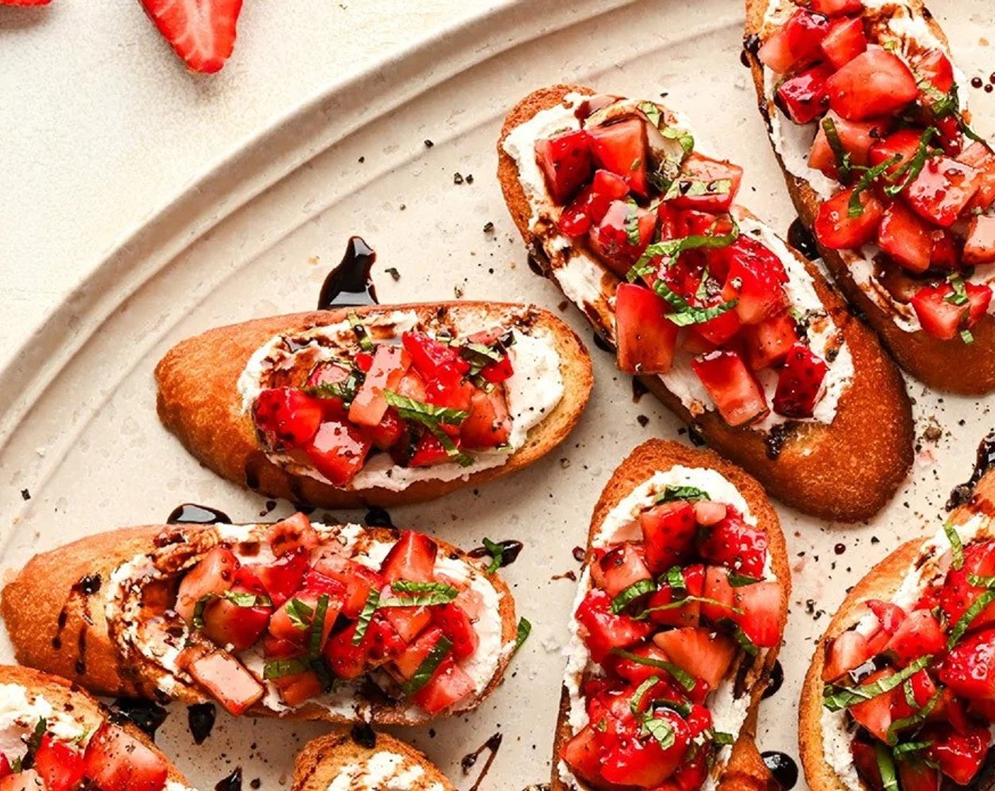 Strawberry Bruschetta with Honey Goat Cheese