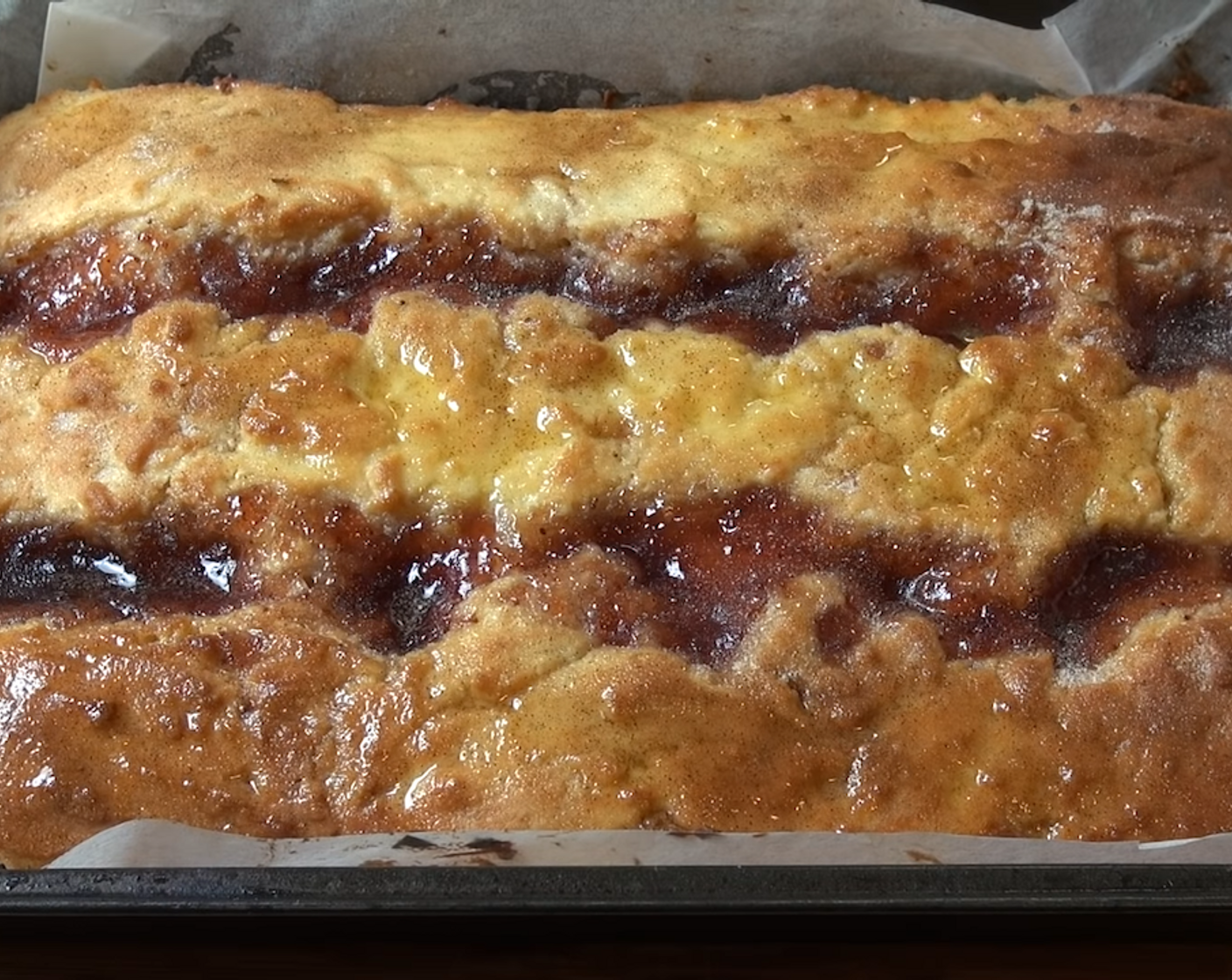 Jam Donut Tray Bake