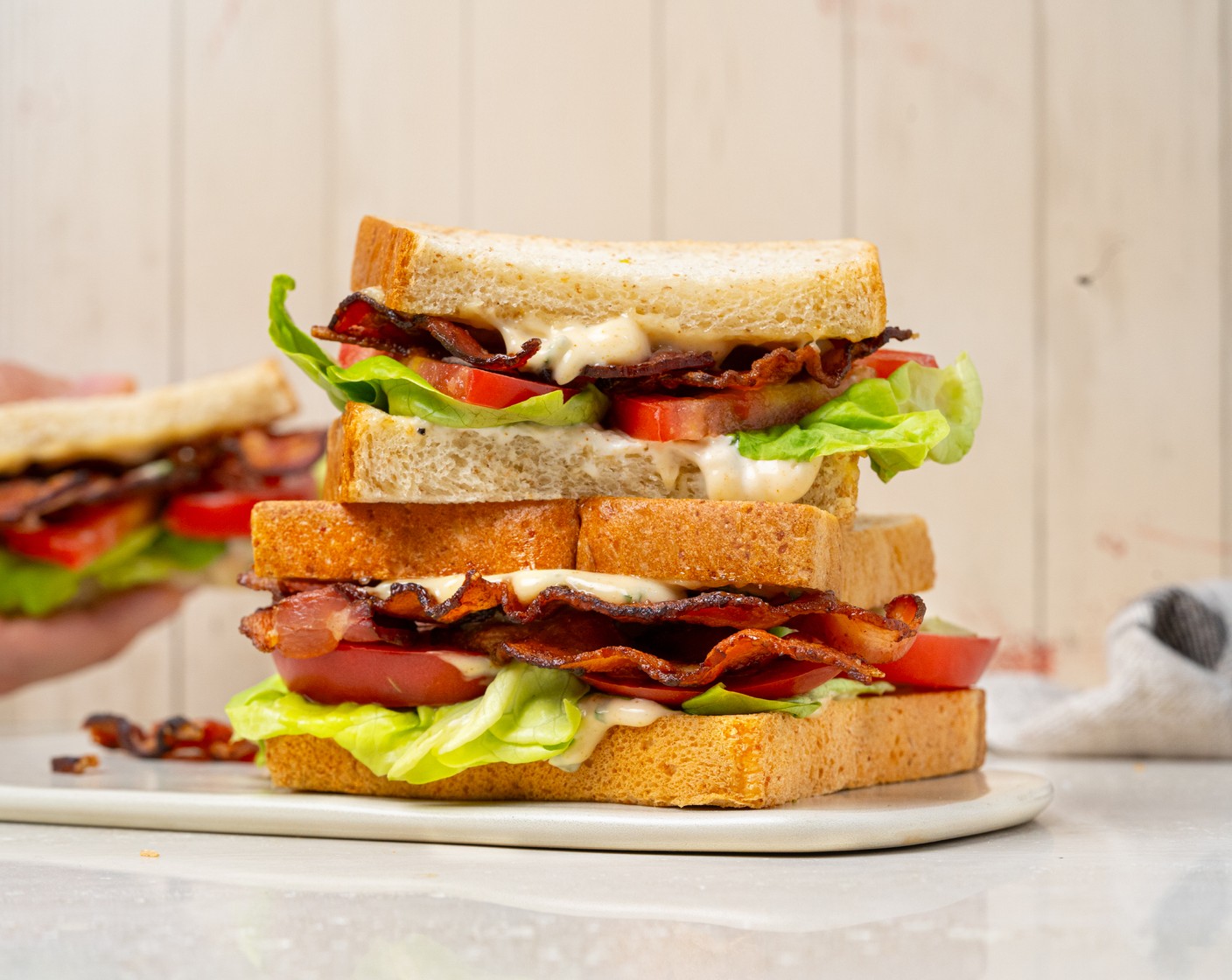 BLT Sandwich with Basil Mayo Sauce