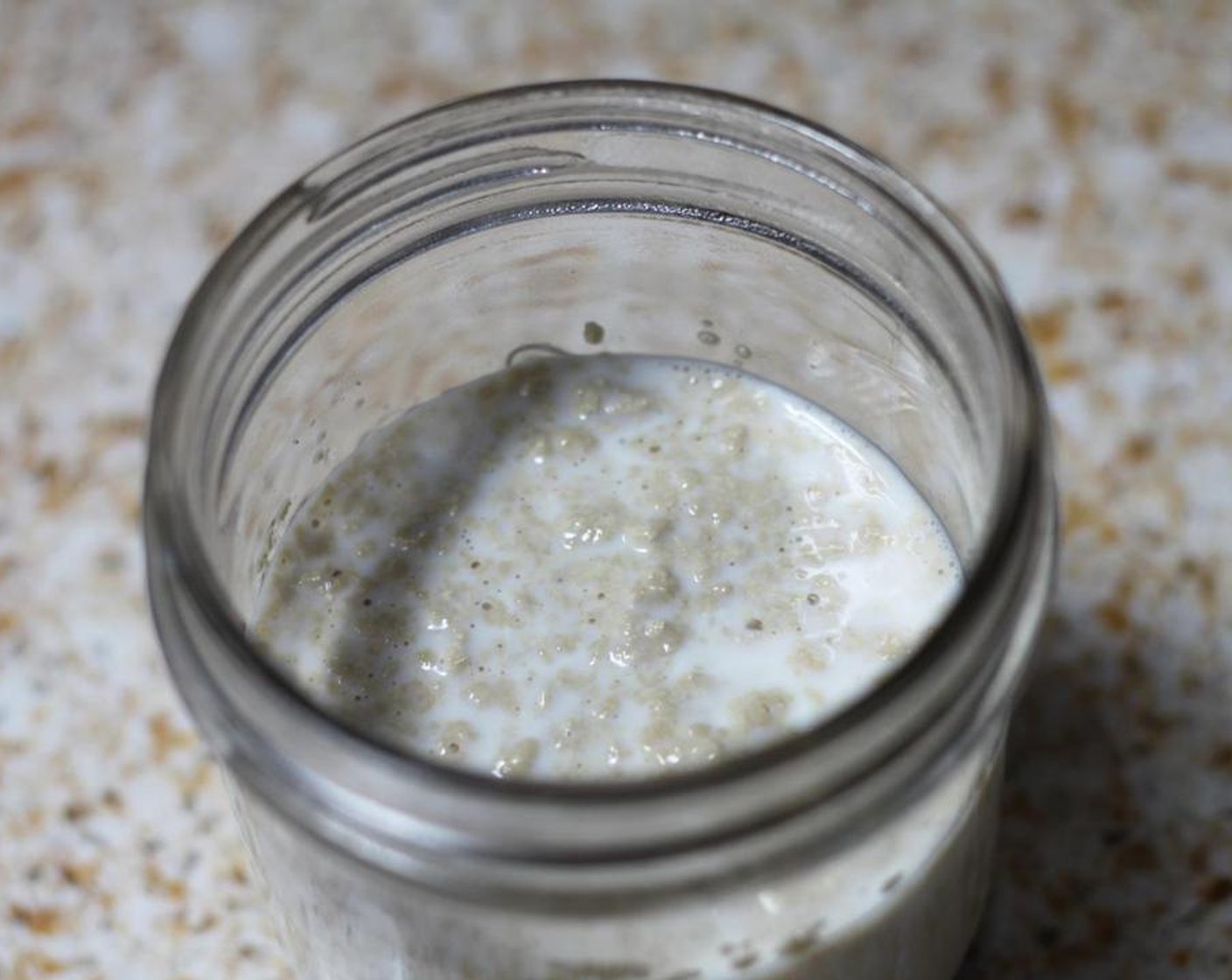 step 1 Place the Milk (3/4 cup), Instant Dry Yeast (1 Tbsp) Salt (1 pinch) and Caster Sugar (1 Tbsp) in a glass jar or bowl, then stir to combine and set aside for 10 minutes.