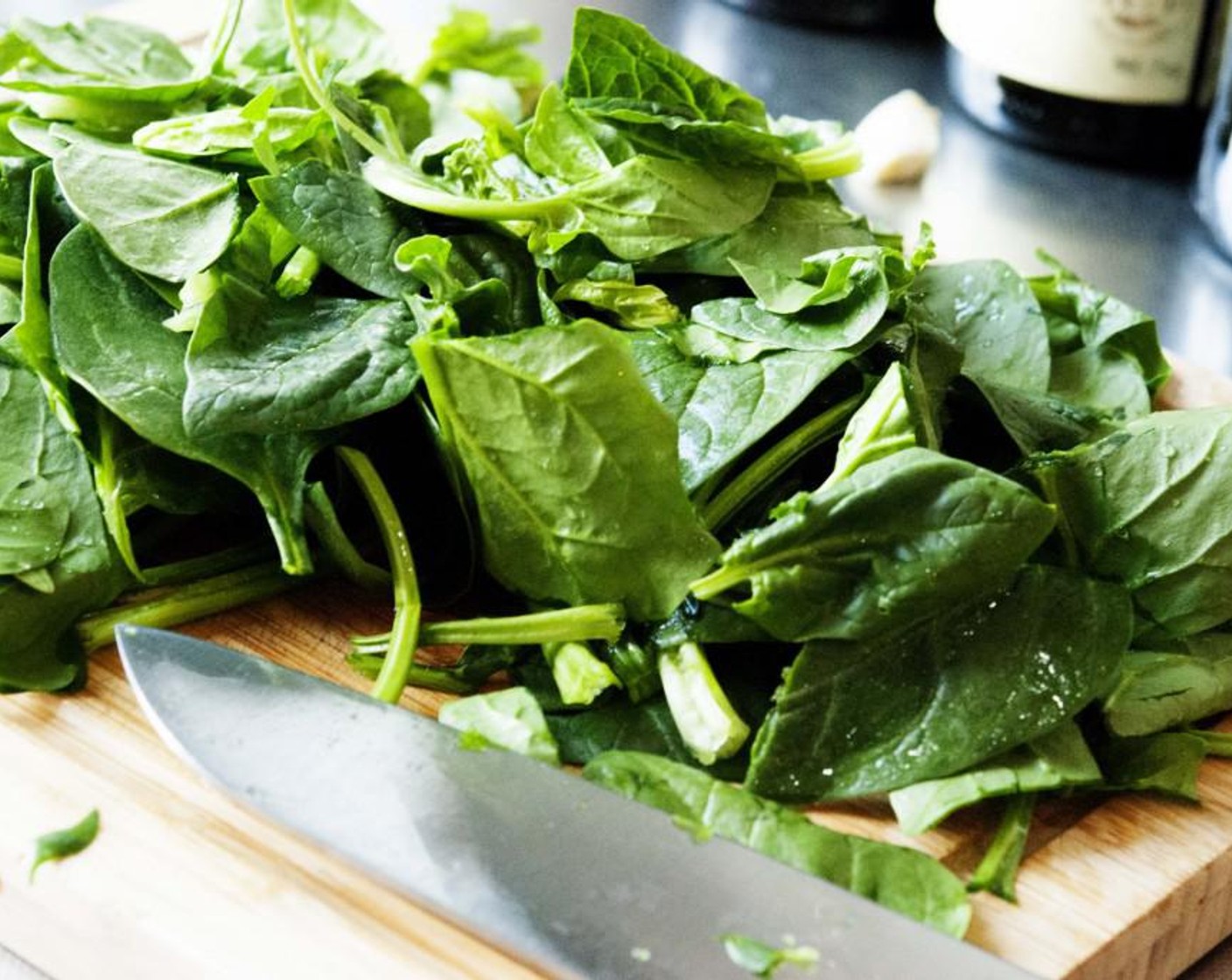 step 5 Take the Fresh Spinach (10.5 oz) and wash them and cut them up.