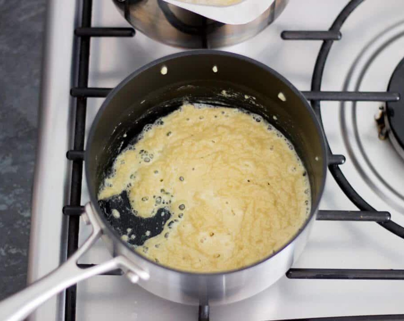 step 4 Cook this for 2-3 minutes until it’s bubbling and a little lighter in colour. We just need to ‘cook out’ the flour so your sauce doesn’t taste of it.