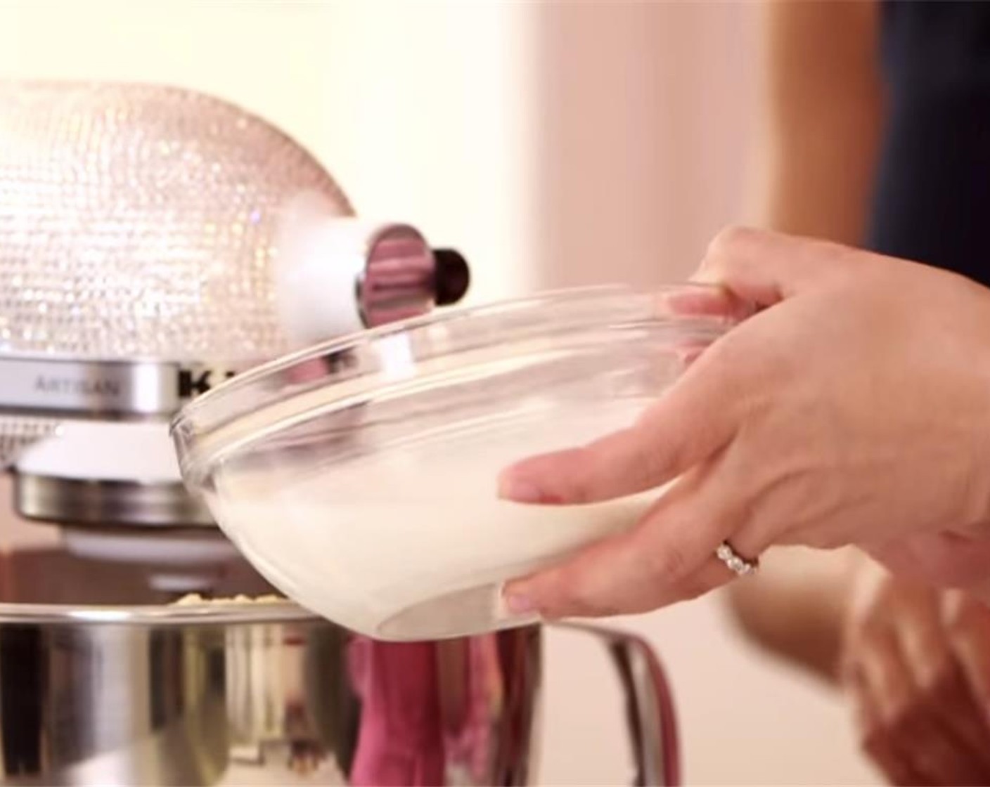 step 7 On a low speed, alternate between adding a third of the All-Purpose Flour (3 1/4 cups), followed by a third of the milk, and mix. Repeat and mix until incorporated, and stop to scrape down the bowl as needed.