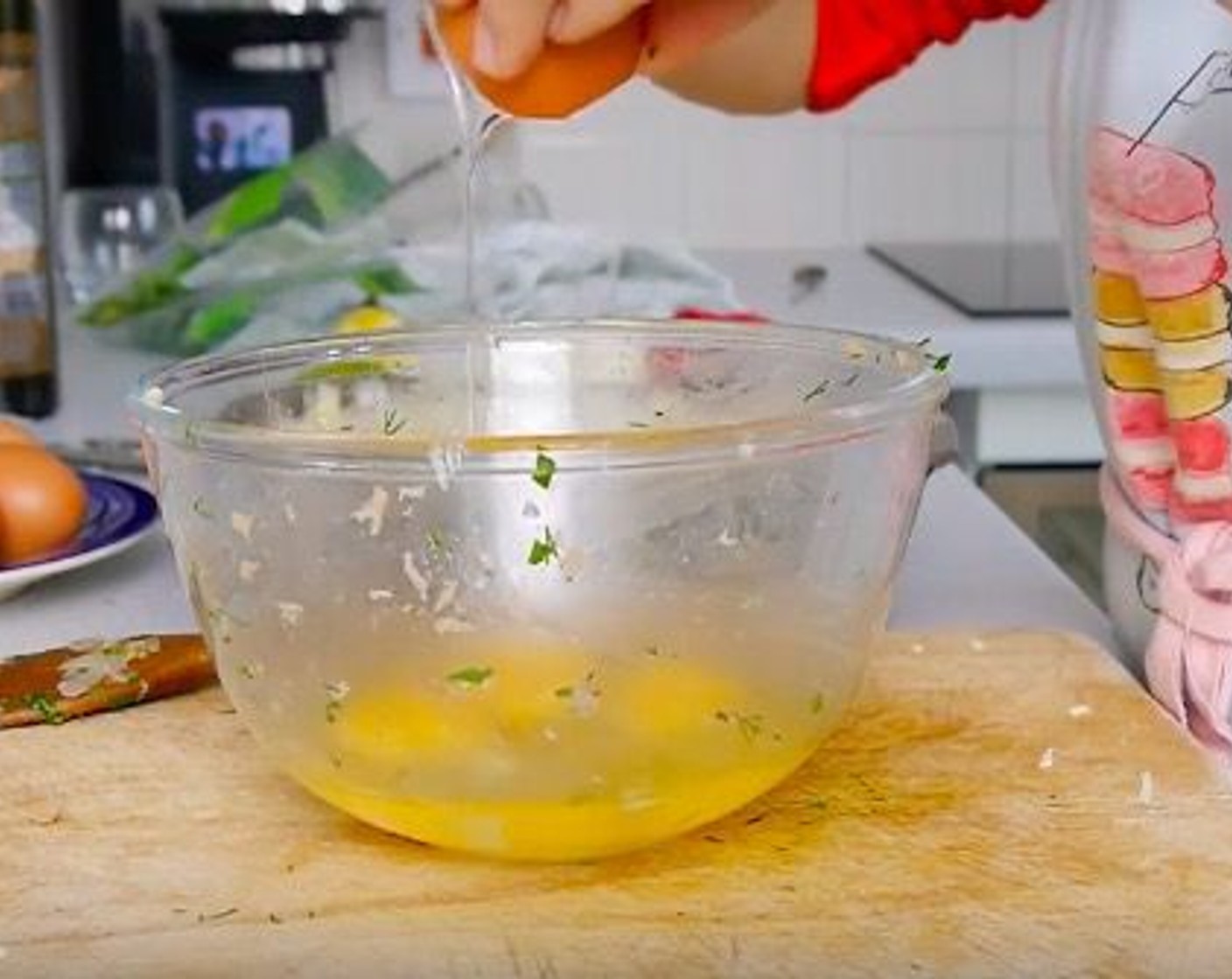 step 7 Add the Free Range Egg (9) to a bowl and beat well, they will act as the bonding agent of the dish. Then add them to the bake, with a spoon separate the side a little bit so the eggs can sip through to the bottom. Leave the tray to rest for 5 minutes so the eggs can also sip through in the middle.