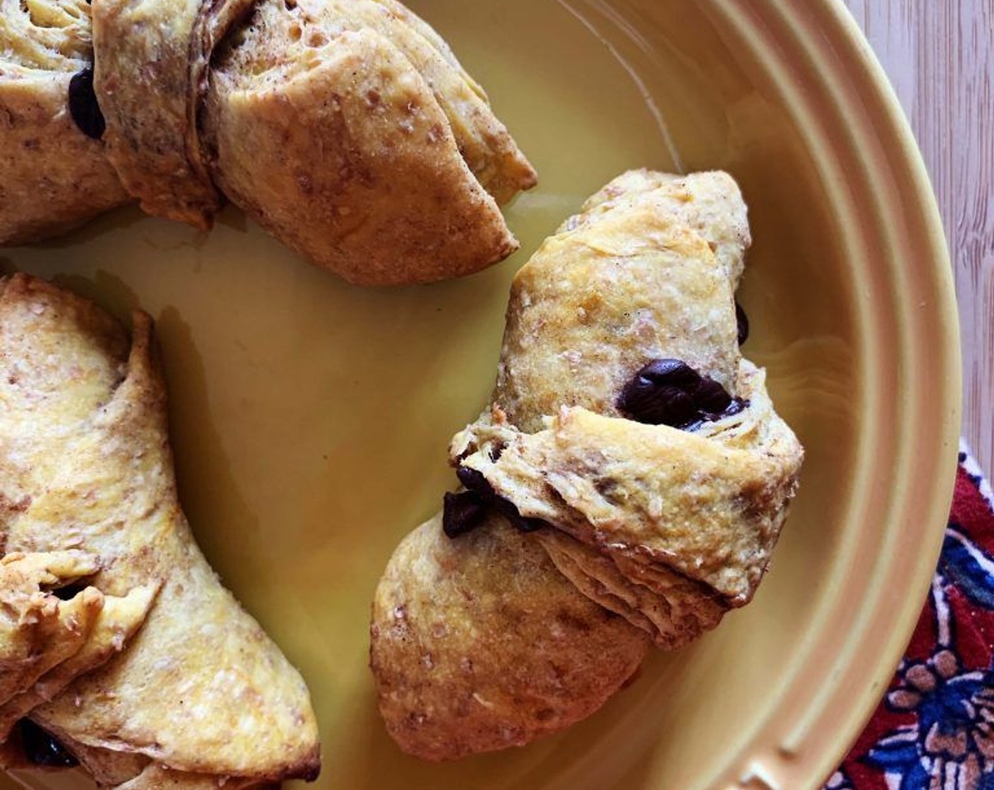 Pumpkin Croissants with Cinnamon and Chocolate Chips