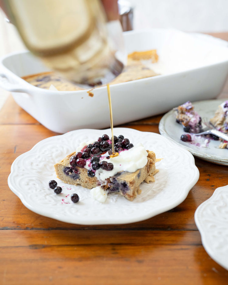 Baked Pancakes with Almond Butter and Berries Recipe SideChef