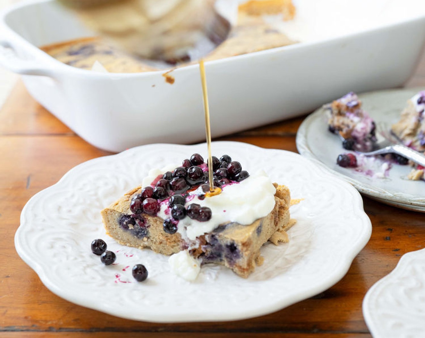 Baked Pancakes with Almond Butter and Berries