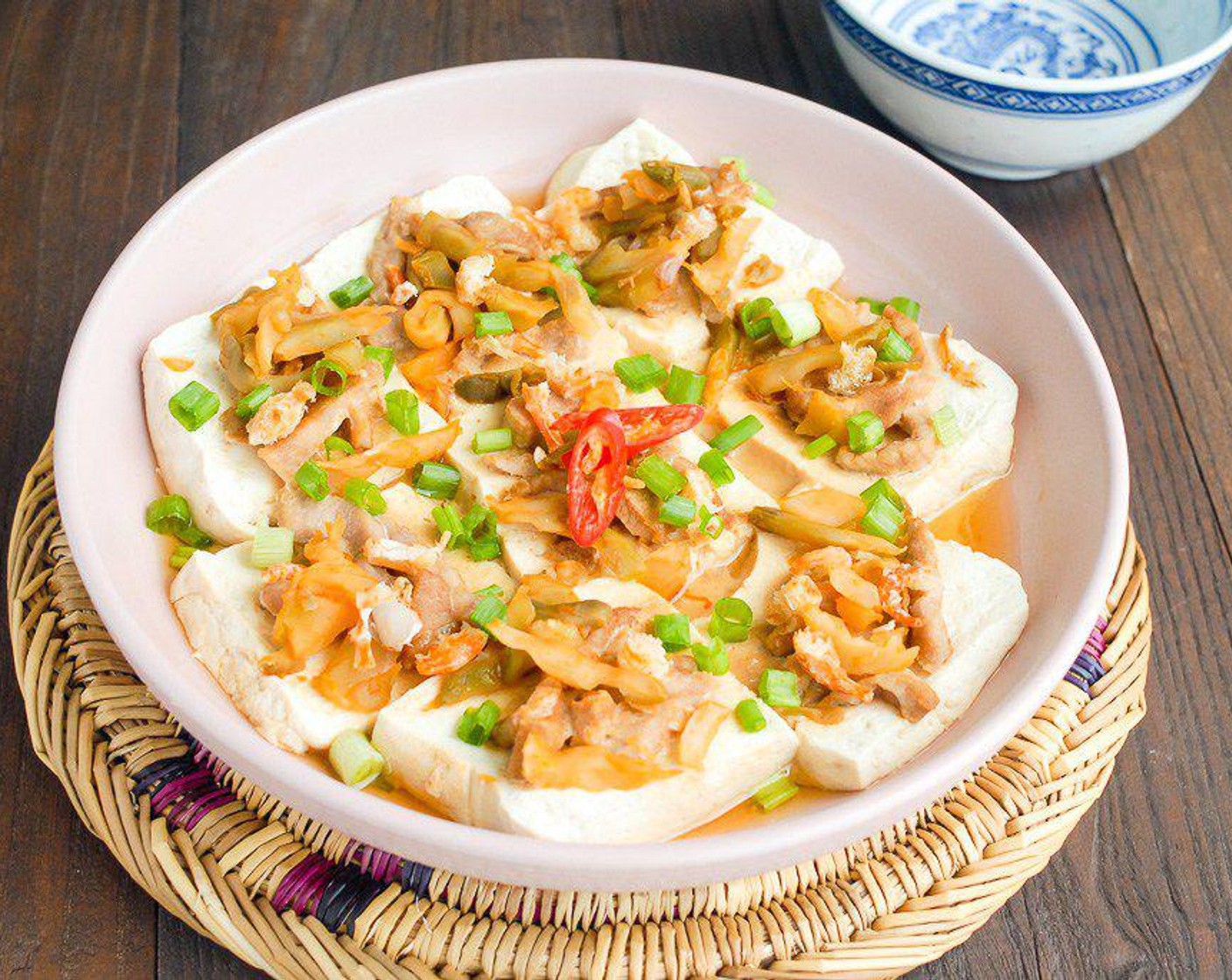 Steamed Tofu with Hot Pickled Mustard