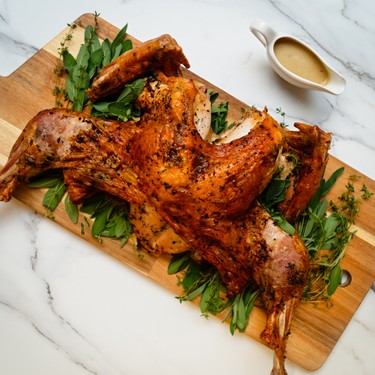 Herb-Roasted Spatchcock Turkey and Gravy Recipe | SideChef