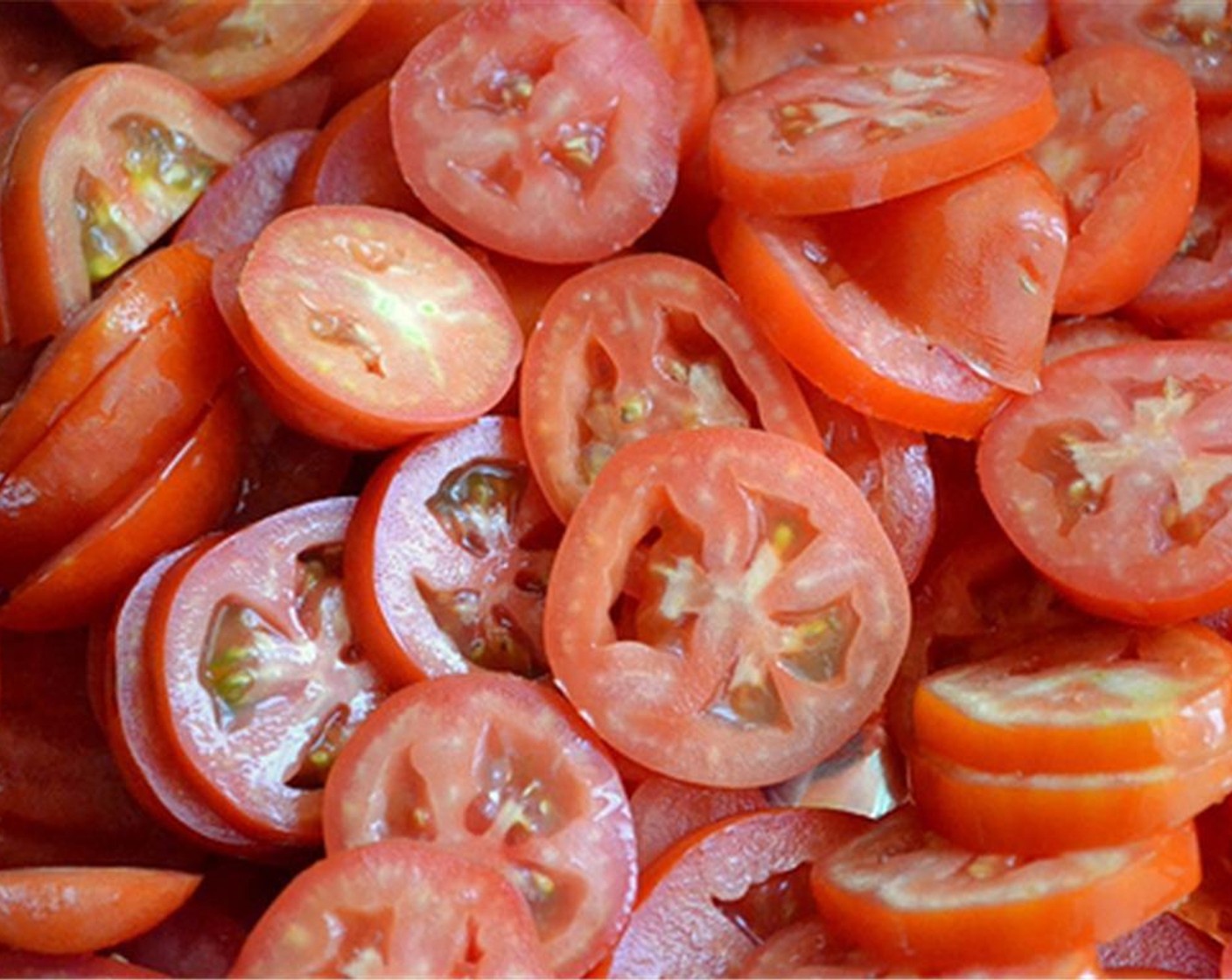 step 2 Slice Tomatoes (8) into thin slices.