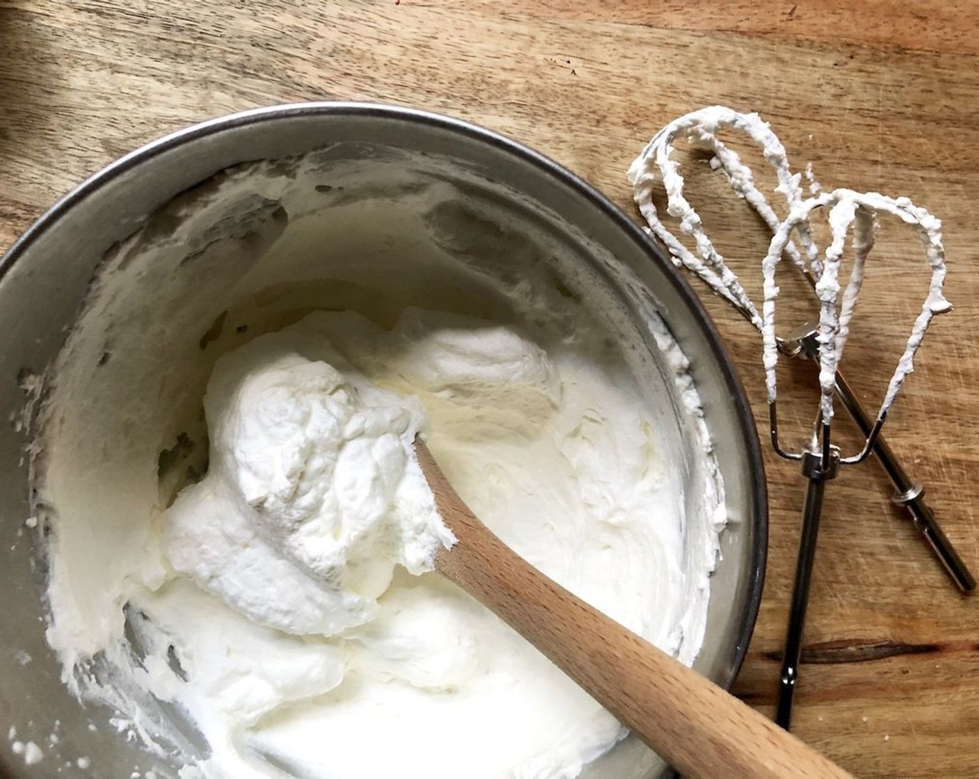 step 9 In a cold bowl, add the remaining Granulated Sugar (1 Tbsp) to the Kemps Heavy Whipping Cream (1 cup) Whisk or beat the cream to soft peaks.