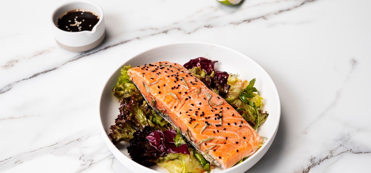 Air Sous Vide Green Tea Salmon with Asian Salad Recipe | SideChef