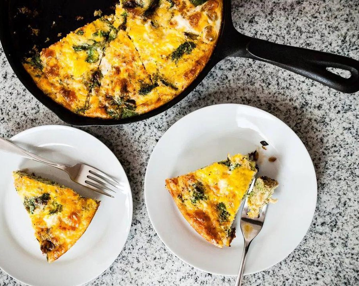 Smoky Broccoli Spinach and Cheddar Frittata