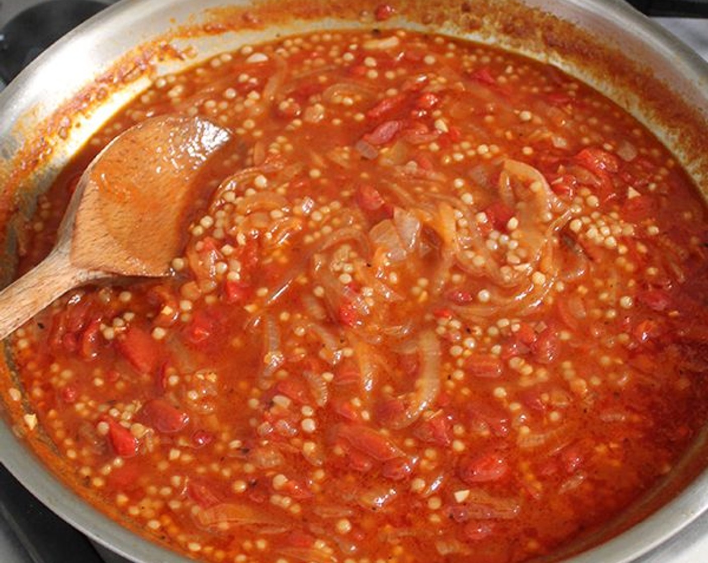 step 4 Add the Israeli Couscous (3/4 cup), reduce the heat, and simmer, stirring and scraping the bottom of the pan occasionally, until the couscous is al dente, about 6 minutes.