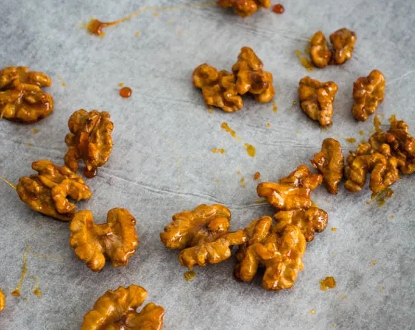 step 3 Place the candied walnuts on a baking sheet lined with parchment paper to allow them to cool. Set aside.