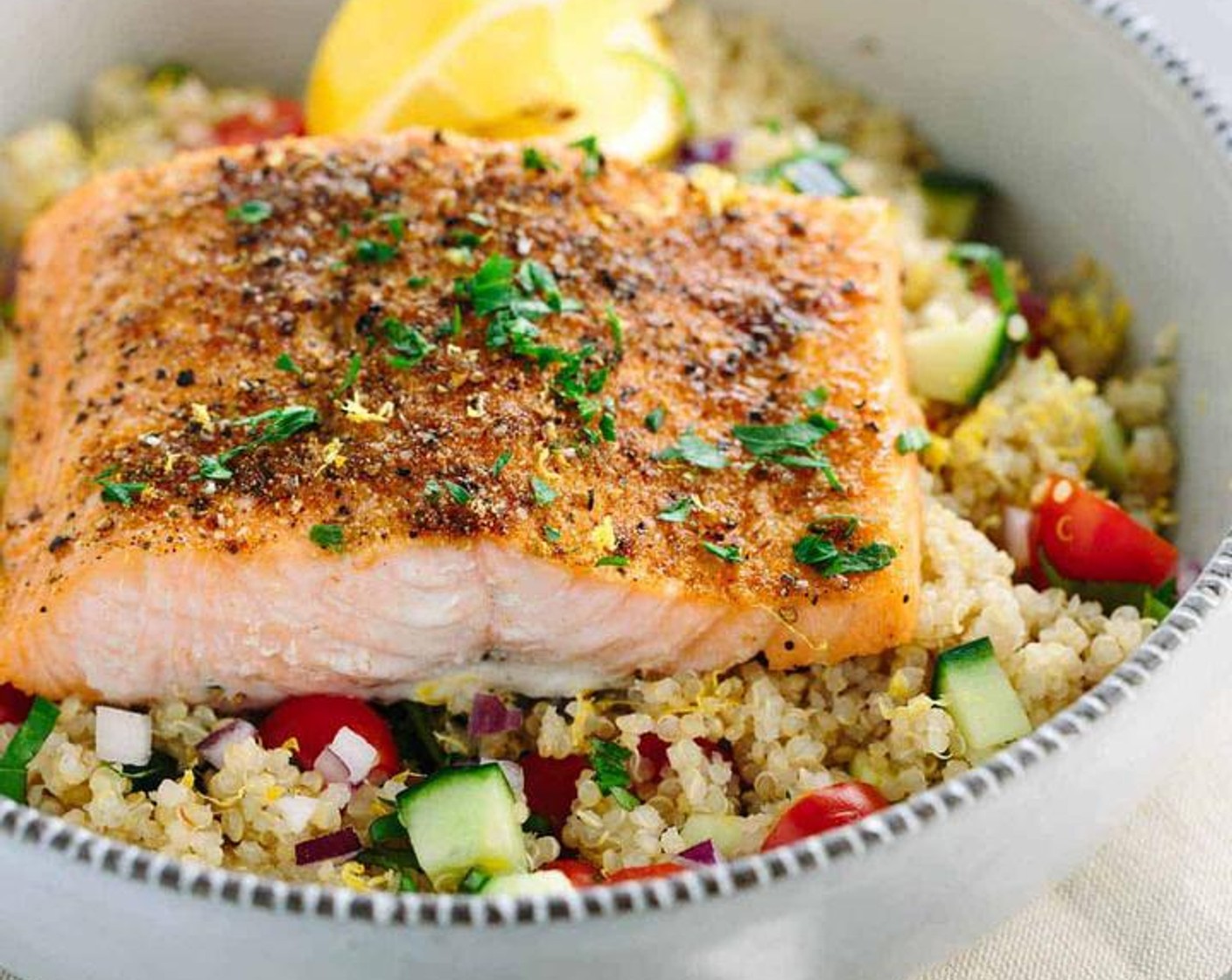 Mediterranean Spiced Salmon and Vegetable Quinoa