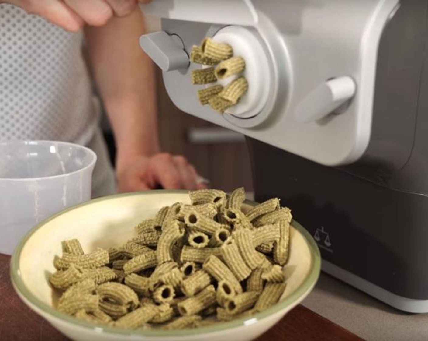 step 2 Add Organic Red Fife Flour (1 cup) to pasta maker and slowly add liquid as flour starts mixing. Cut pasta to size as it's being extruded from pasta maker. Cook fresh pasta in boiling water for 4-5 minutes.