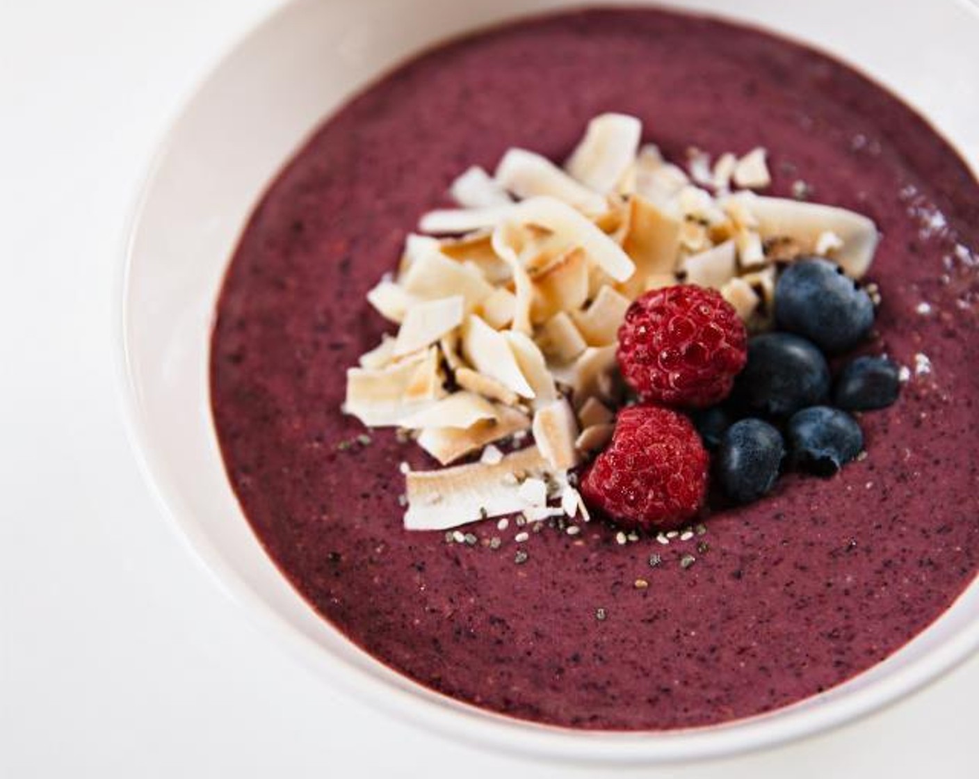 step 4 Top with Fresh Mixed Berries (2 Tbsp), Chia Seeds (1 tsp), and Toasted Coconut Flakes (2 Tbsp). Enjoy!