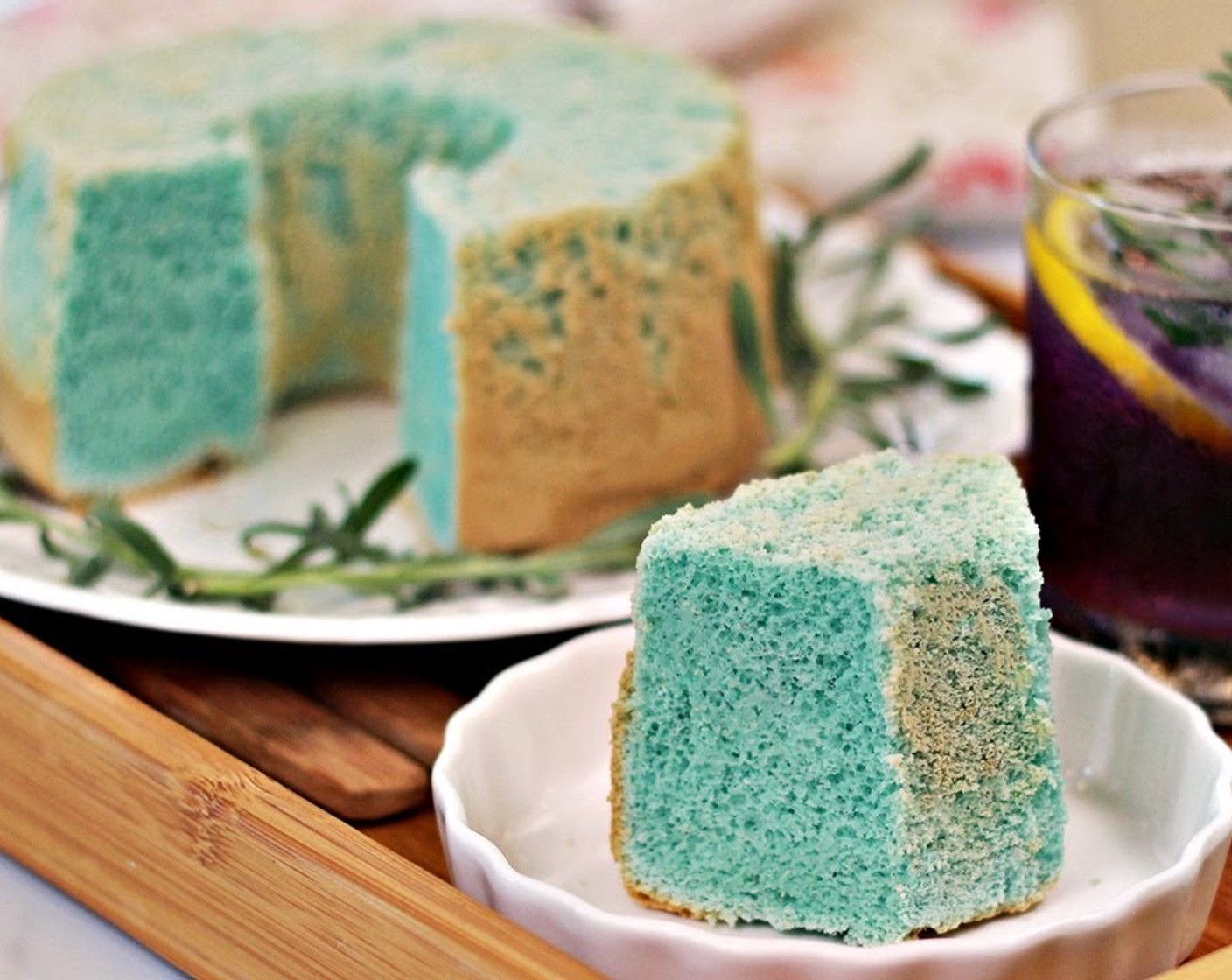 Butterfly Pea Flower Chiffon Cake