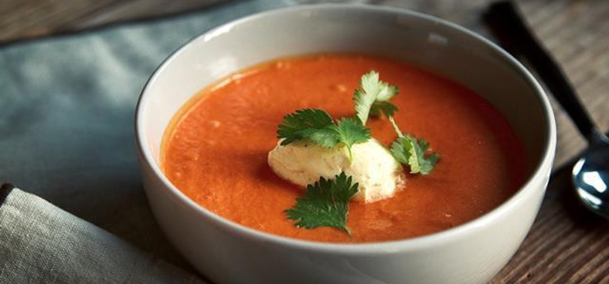 Sweet Tomato Soup with Curried Whipped Cream Recipe | SideChef