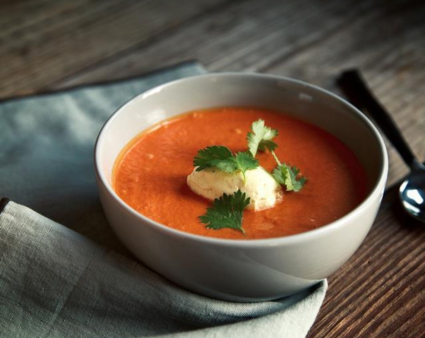 Sweet Tomato Soup with Curried Whipped Cream