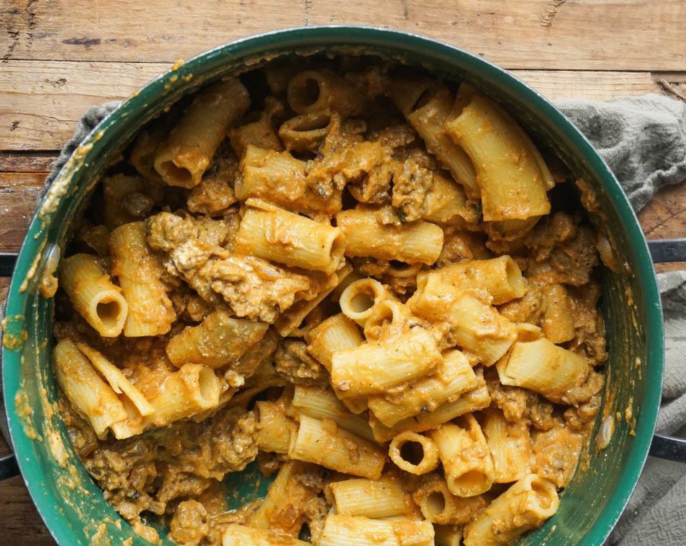 step 6 Stir in the sausage and transfer to a large bowl with the Ziti Pasta (455 g). Mix until combined.