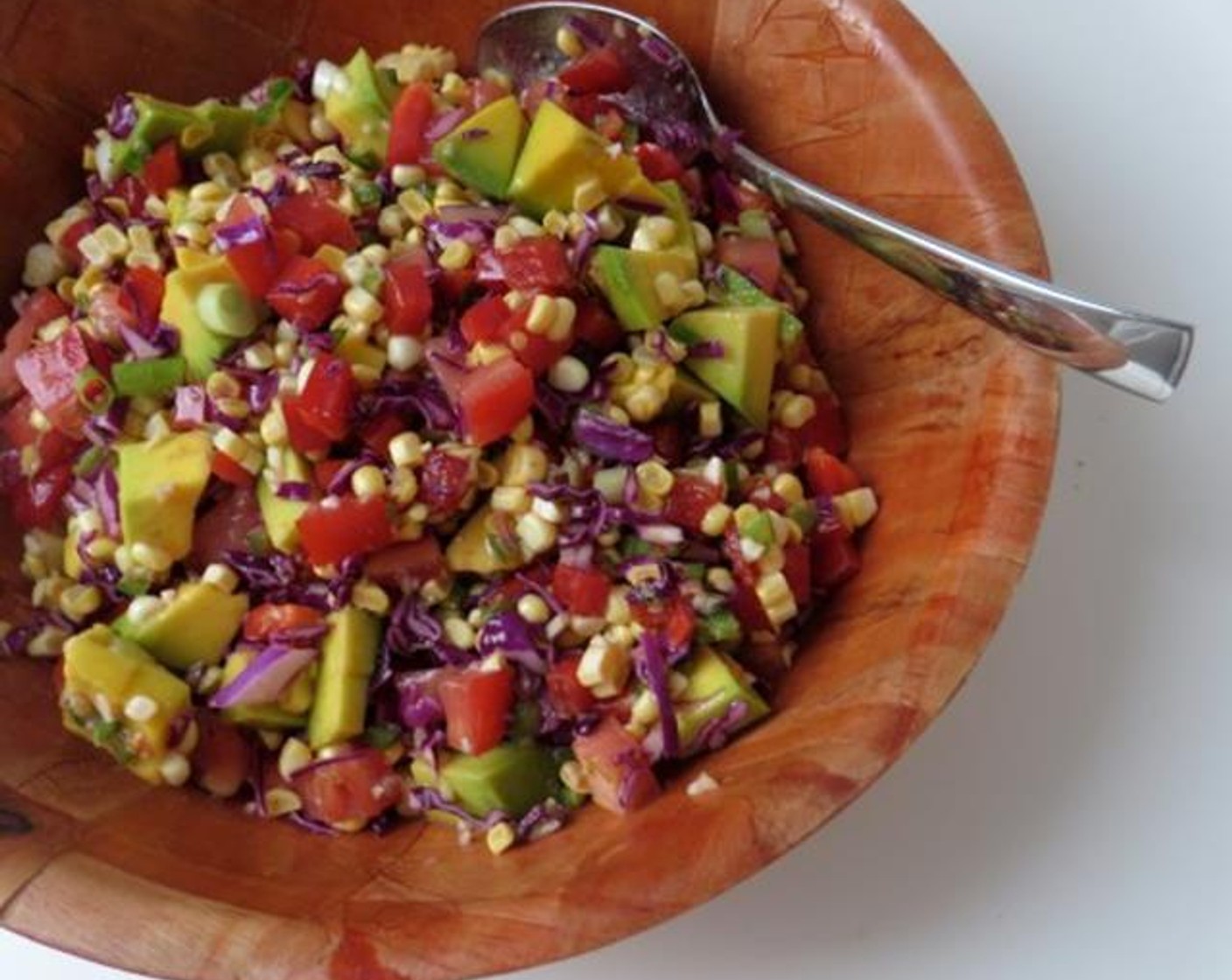 Fresh Corn Salad with Peppers and Avocado