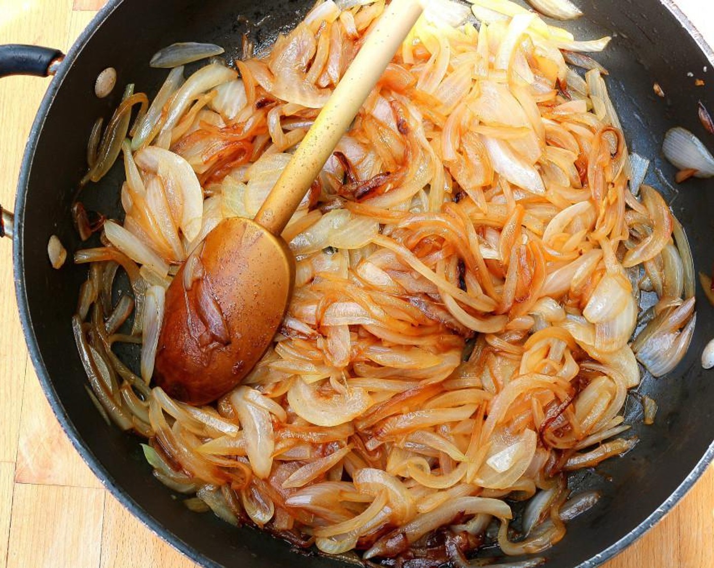 step 1 Saute White Onions (11 1/3 cups) in Butter (1 stick) until lightly caramelized. Season with Kosher Salt (to taste) and Cayenne Pepper (to taste).