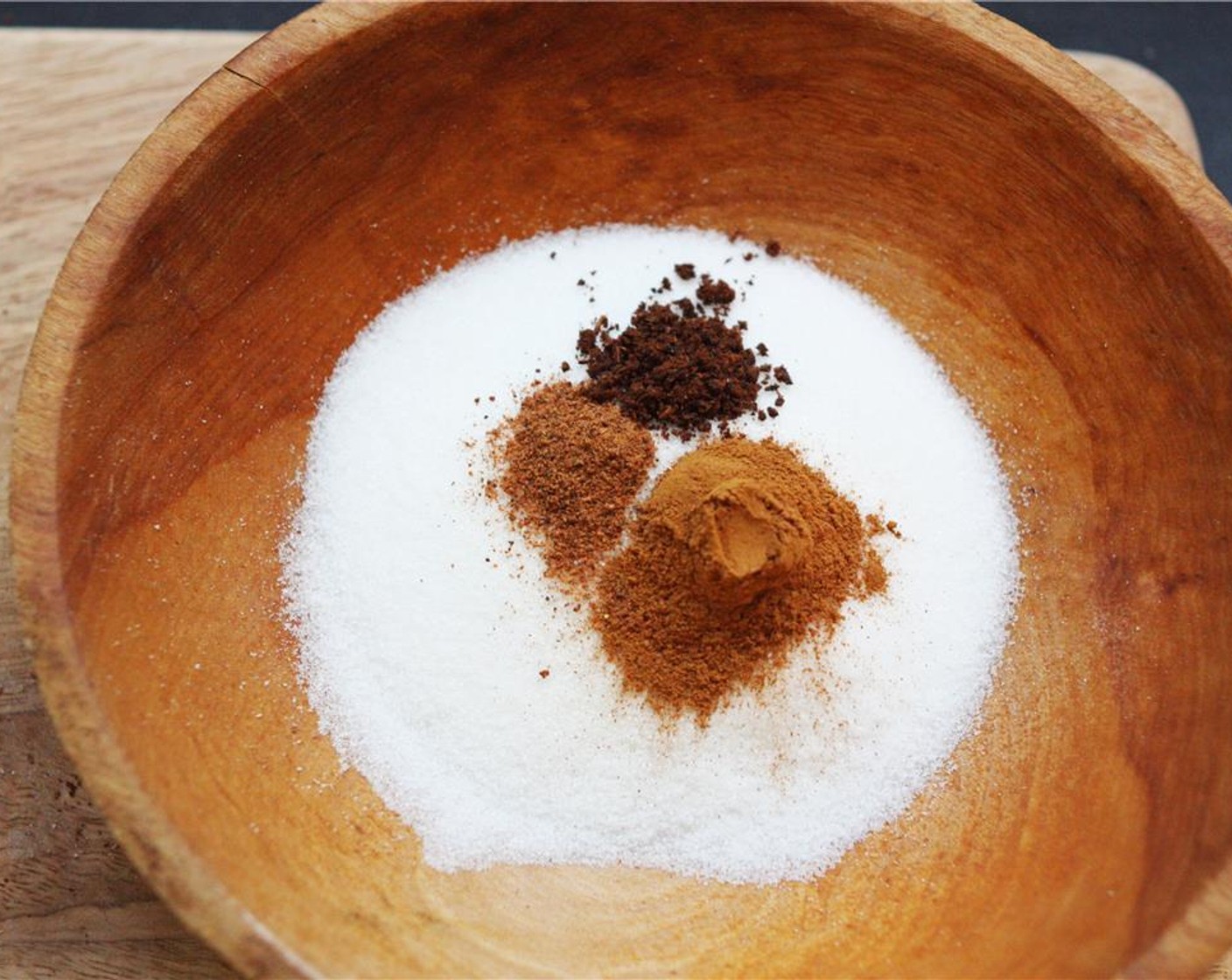 step 2 In a medium bowl, combine Granulated Sugar (1/2 cup), Salt (3/4 tsp), Ground Cinnamon (1/2 Tbsp), Ground Cloves (1/4 tsp), and Ground Nutmeg (1/4 tsp) and mix well.