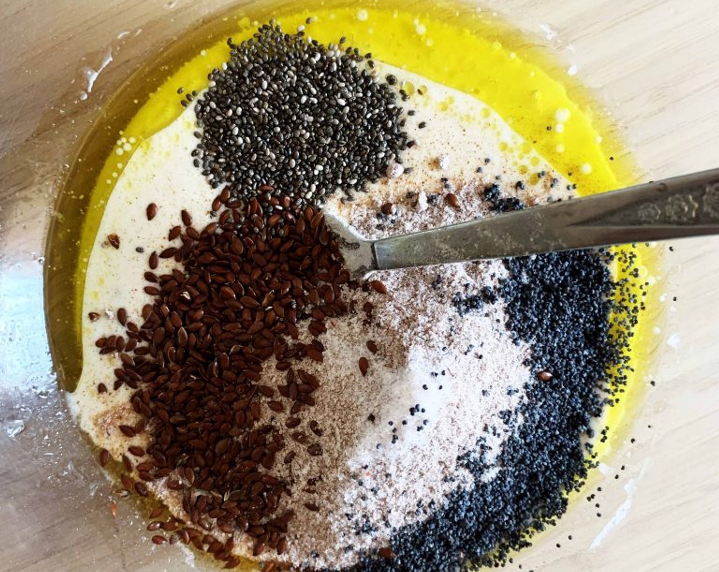 step 2 In a bowl combine the Sourdough Starters (6 oz), Red Rice Flour (3/4 cup), Water (1 oz), Extra-Virgin Olive Oil (0.5 oz), Salt (1 tsp), and Whole Wheat Flour (1/3 cup).