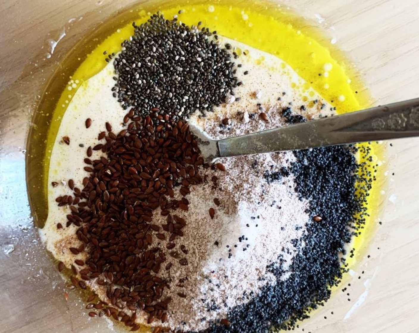 step 2 In a bowl combine the Sourdough Starters (6 oz), Red Rice Flour (3/4 cup), Water (1 oz), Extra-Virgin Olive Oil (0.5 oz), Salt (3/4 tsp), and Whole Wheat Flour (1/3 cup).