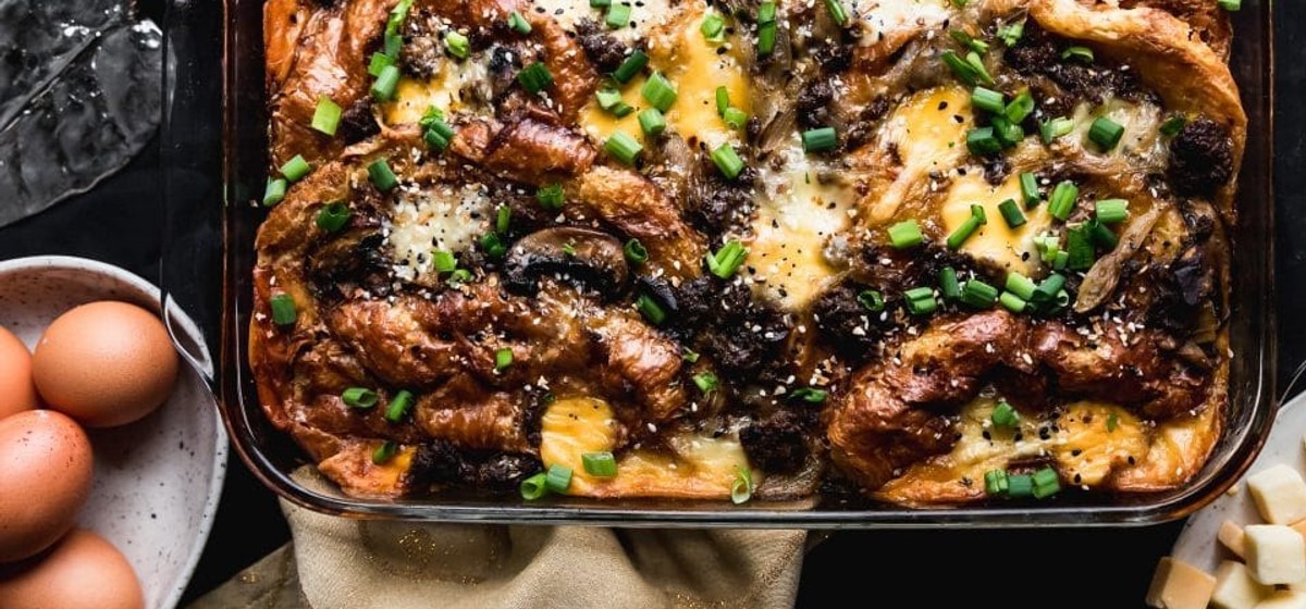 Croissant Sausage and Mushroom Egg Bake Recipe | SideChef