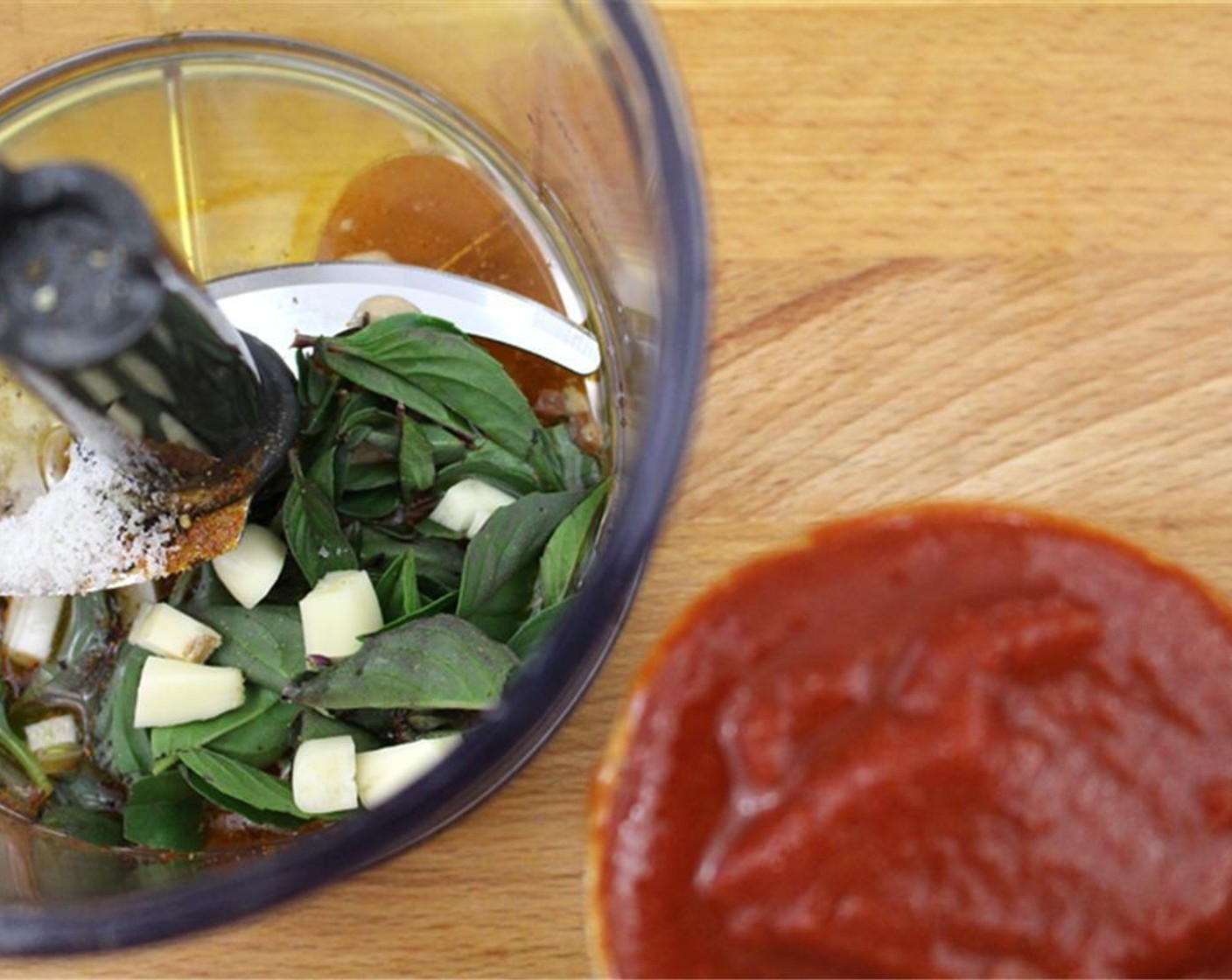 step 3 To make the ketchup, blend {@10:}, Fresh Parsley (1/2 Tbsp), Fresh Basil (1/2 Tbsp), {@12:}, Cayenne Pepper (1 pinch), Fresh Ginger (1 pinch), Maple Syrup (1 tsp), Dijon Mustard (1 tsp), {@11:},Fresh Chives (1 Tbsp), Canned Tomato Purée (1 cup), Distilled White Vinegar (1 Tbsp), {@13:} and Ground Black Pepper (to taste). Blend together. Taste and adjust seasoning if needed.